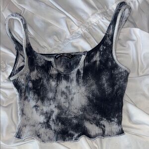 SHEIN Black and White Ribbed Crop Tank Top